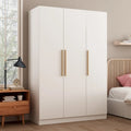Timechee 47.2 Armoire Clothes Storage Solid Wood Handles Wardrobe White