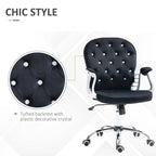 Vinsetto Vanity Middle Back Office Chair Tufted Backrest Swivel Rolling Wheels Task Chair with Height Adjustable Armrests