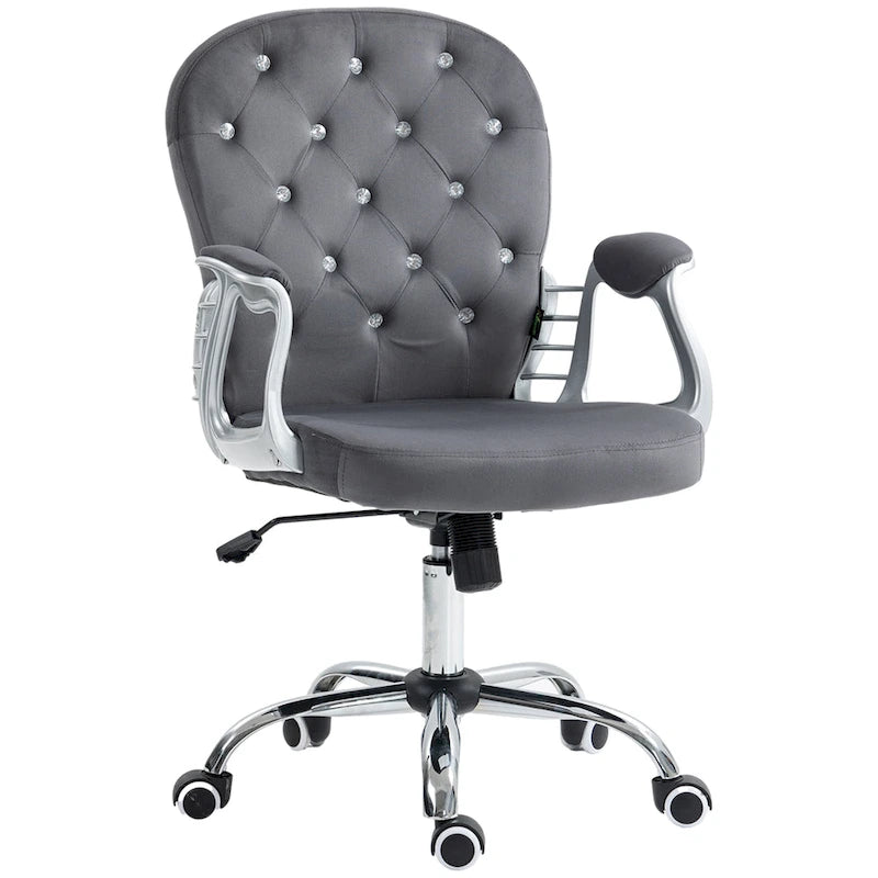 Vinsetto Vanity Middle Back Office Chair Tufted Backrest Swivel Rolling Wheels Task Chair with Height Adjustable Armrests
