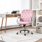 Vinsetto Vanity Middle Back Office Chair Tufted Backrest Swivel Rolling Wheels Task Chair with Height Adjustable Armrests