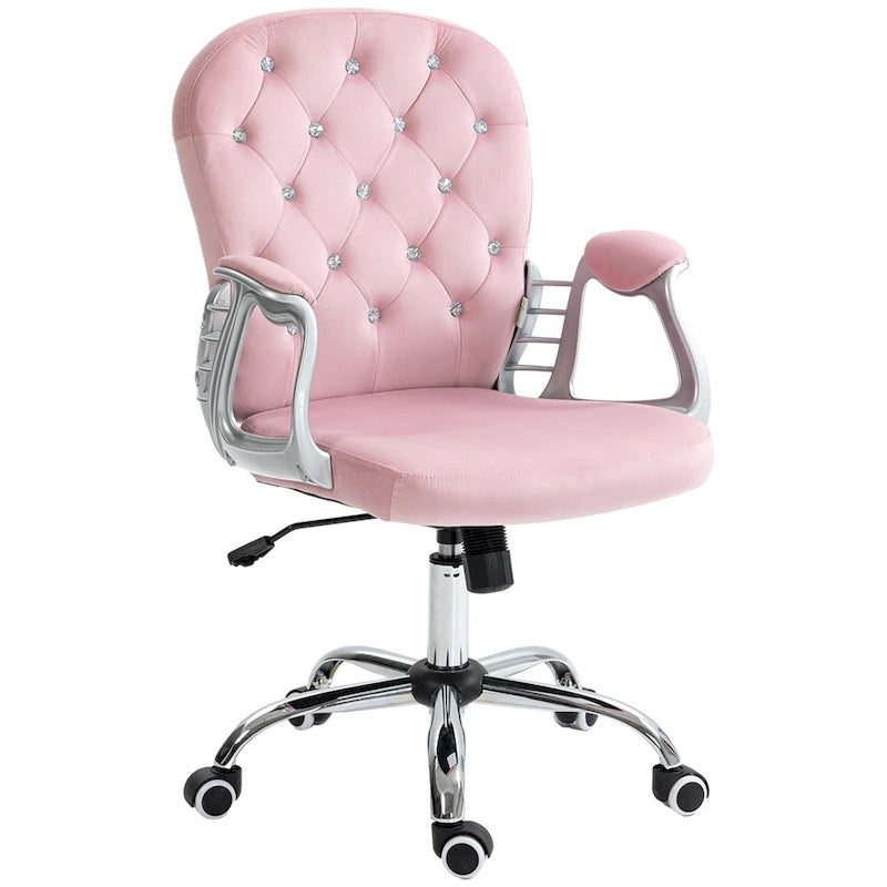 Vinsetto Vanity Middle Back Office Chair Tufted Backrest Swivel Rolling Wheels Task Chair with Height Adjustable Armrests