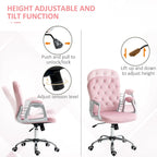 Vinsetto Vanity Middle Back Office Chair Tufted Backrest Swivel Rolling Wheels Task Chair with Height Adjustable Armrests