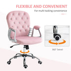 Vinsetto Vanity Middle Back Office Chair Tufted Backrest Swivel Rolling Wheels Task Chair with Height Adjustable Armrests