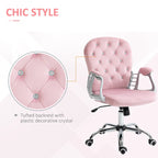 Vinsetto Vanity Middle Back Office Chair Tufted Backrest Swivel Rolling Wheels Task Chair with Height Adjustable Armrests