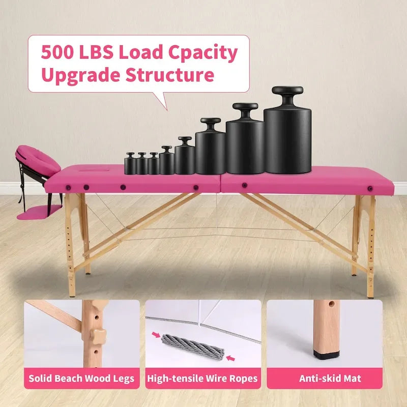 Massage Table 84 Inches Long Portable with Carry Case Table