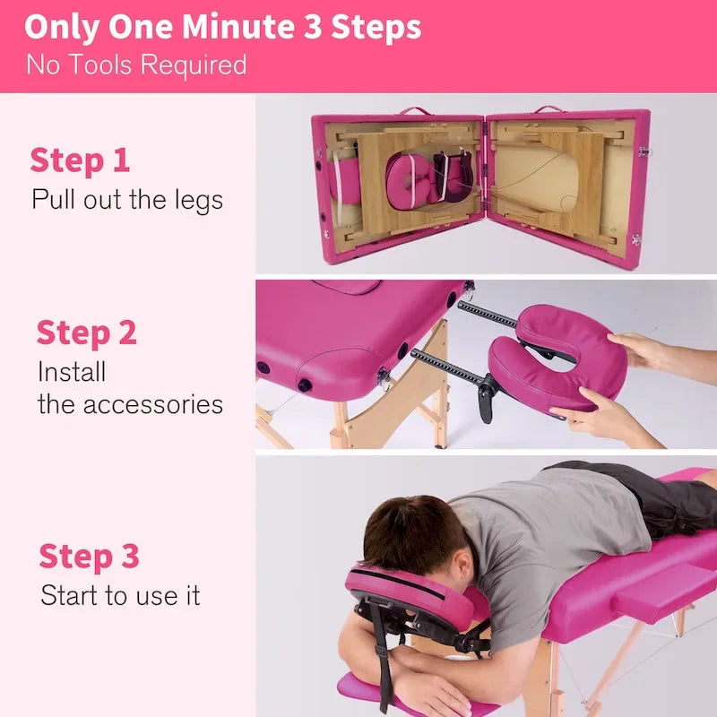 Massage Table 84 Inches Long Portable with Carry Case Table