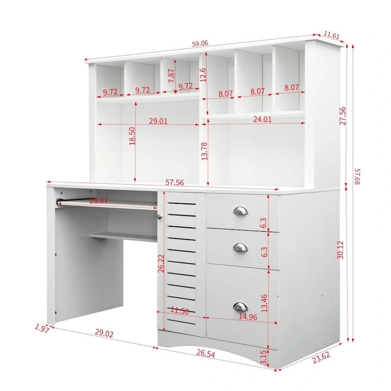 Home Office Computer Desk with Hutch