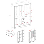 Palace Imports 100% Solid Wood Cosmo 3-Door Wardrobe Armoire with Solid Wood or Mirrored Doors