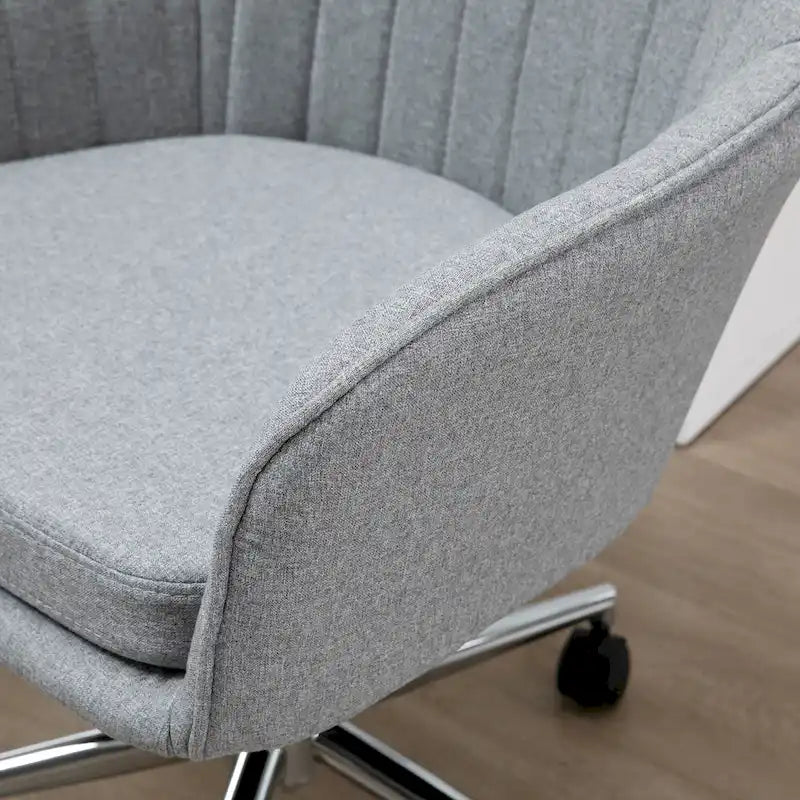 Vinsetto Mid-Back Office Computer Chair: Tub Shape Design, Lined Pattern Back, Swivel Wheels - 23.25*24*37.75