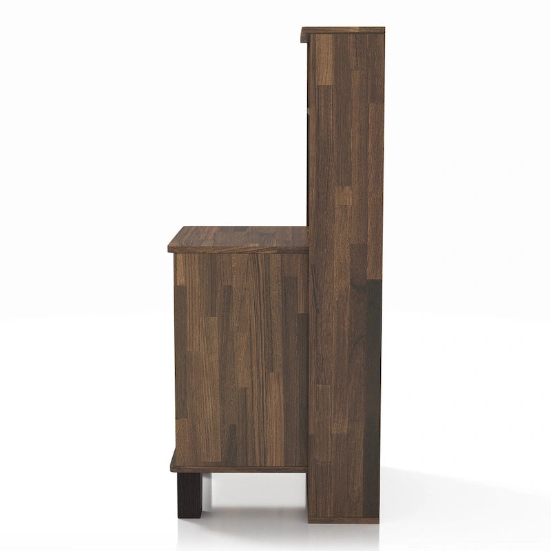 DH BASIC Transitional Compact 3-Shelf Single-Drawer Nightstand by Denhour