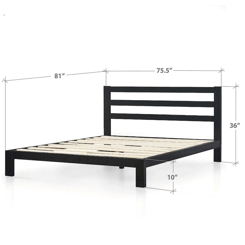 Priage by ZINUS Black Metal Platform Bed Frame with Headboard