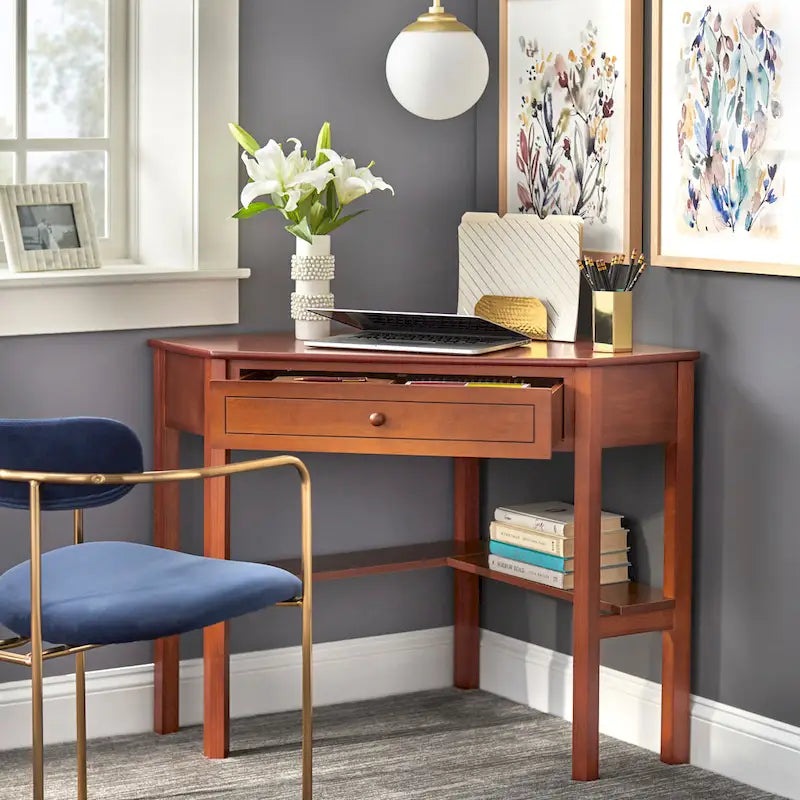 Porch & Den Lincoln Solid Wood/MDF Corner Computer Desk