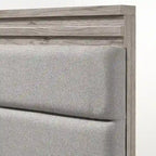 Alvear Upholstered Wood Panel Bed, Dresser, Mirror, 2 Nightstands, and Chest, Weathered Gray