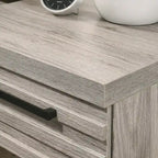 Alvear Upholstered Wood Panel Bed, Dresser, Mirror, 2 Nightstands, and Chest, Weathered Gray
