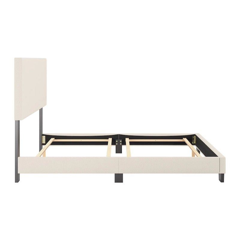Nova Upholstered Modern Boucle Bed, Box Spring Required