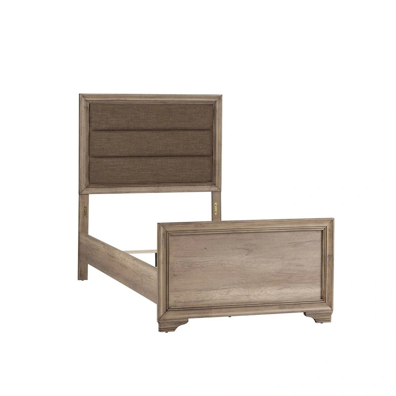 Sun Valley Sandstone Rolled Upholstered Bed Set