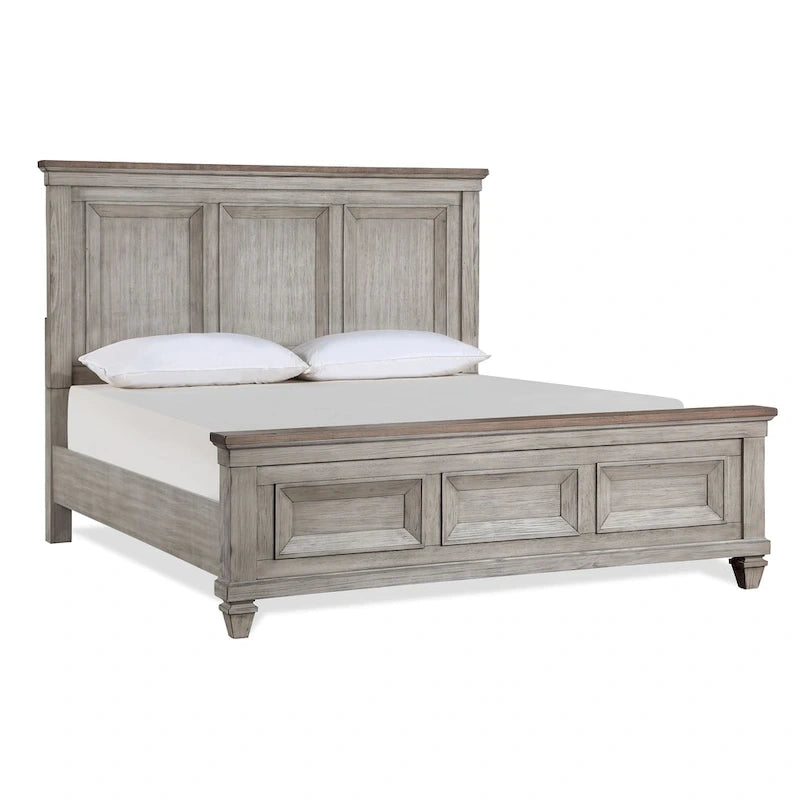 New Classic Furniture Mecklin Cream and Brown 5-Piece Bedroom Set with 2-Nightstand