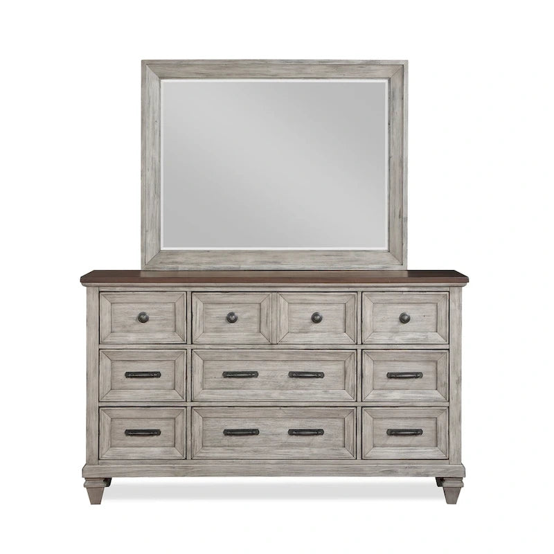 New Classic Furniture Mecklin Cream and Brown 5-Piece Bedroom Set with 2-Nightstand
