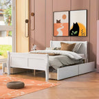 Full Size Wood Platform Bed with 4 Drawers and Streamlined Headboard