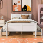 Full Size Wood Platform Bed with 4 Drawers and Streamlined Headboard