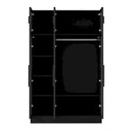 Glass Door Wardrobe Armoire Storage Closet with Light Display Cabinet