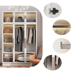 Glass Door Wardrobe Armoire Storage Closet with Light Display Cabinet