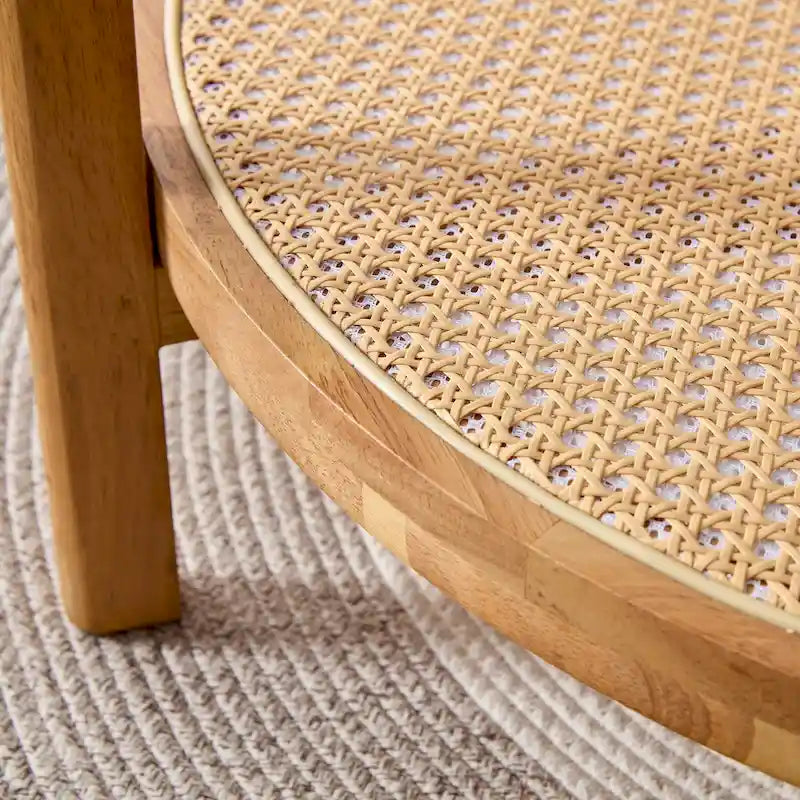 Circular double-layer solid wood tea table