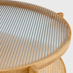 Circular double-layer solid wood tea table