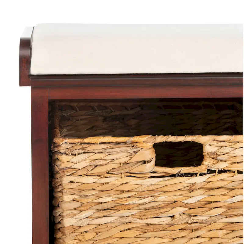 SAFAVIEH Euphemia Brown Woven Storage Basket Bench - 33.5 x 16.1 x 19.9 - 34Wx16Dx20H
