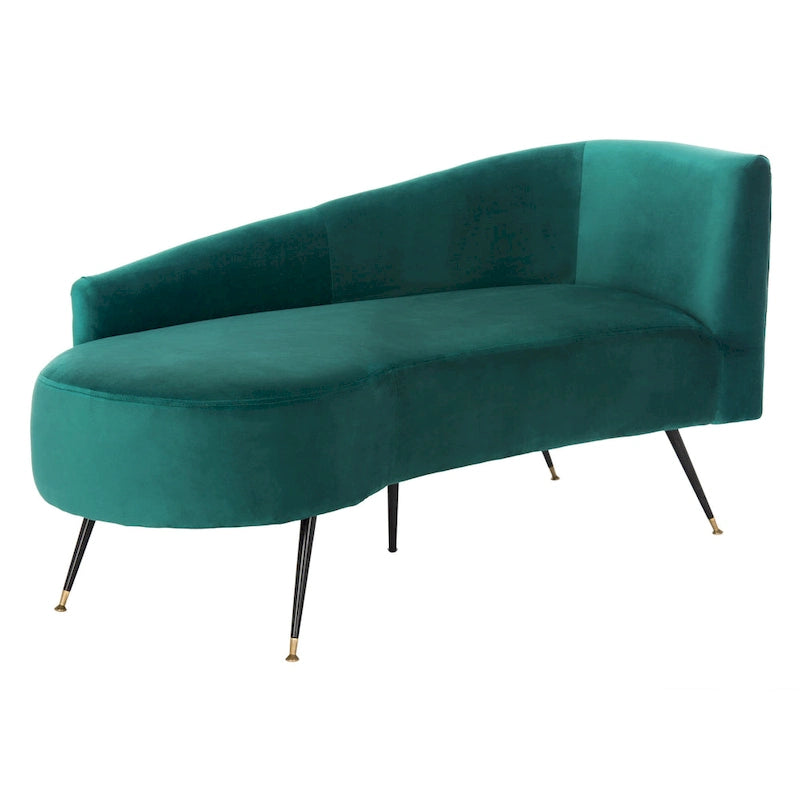 SAFAVIEH Helgrit Black/Gold Velvet Retro Glam Settee - 57.5 W x 27 D x 28 H - 58Wx27Dx28H