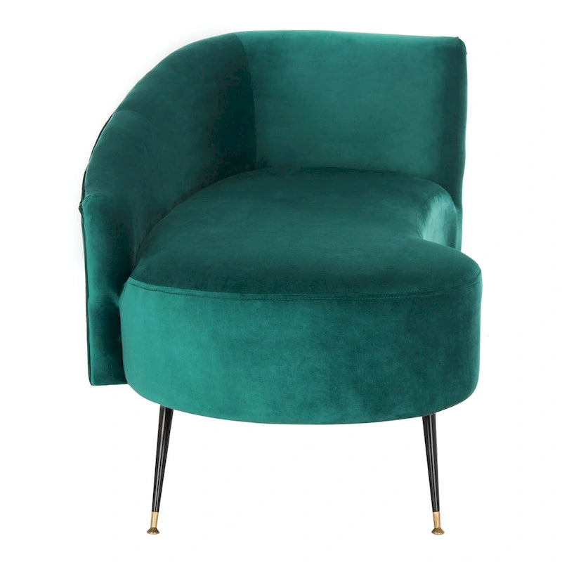 SAFAVIEH Helgrit Black/Gold Velvet Retro Glam Settee - 57.5 W x 27 D x 28 H - 58Wx27Dx28H