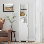UTEX 64 Freestanding Storage Cabinet, Bathroom Tall Cabinet with Doors and Shelves, Free Standing Linen Tower