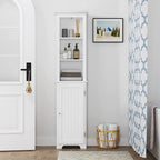 UTEX 64 Freestanding Storage Cabinet, Bathroom Tall Cabinet with Doors and Shelves, Free Standing Linen Tower