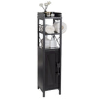 Wood Tall Bathroom Linen Cabinet Small Bathroom Storage Corner Floor Cabinet with Doors and Shelves Toilet Paper Holder