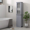 kleankin Slim Bathroom Storage Cabinet, Tall Bathroom Cabinet, Narrow Linen Tower with Acrylic Door, Drawer and Shelves, Gray