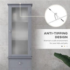 kleankin Slim Bathroom Storage Cabinet, Tall Bathroom Cabinet, Narrow Linen Tower with Acrylic Door, Drawer and Shelves, Gray