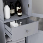 kleankin Slim Bathroom Storage Cabinet, Tall Bathroom Cabinet, Narrow Linen Tower with Acrylic Door, Drawer and Shelves, Gray