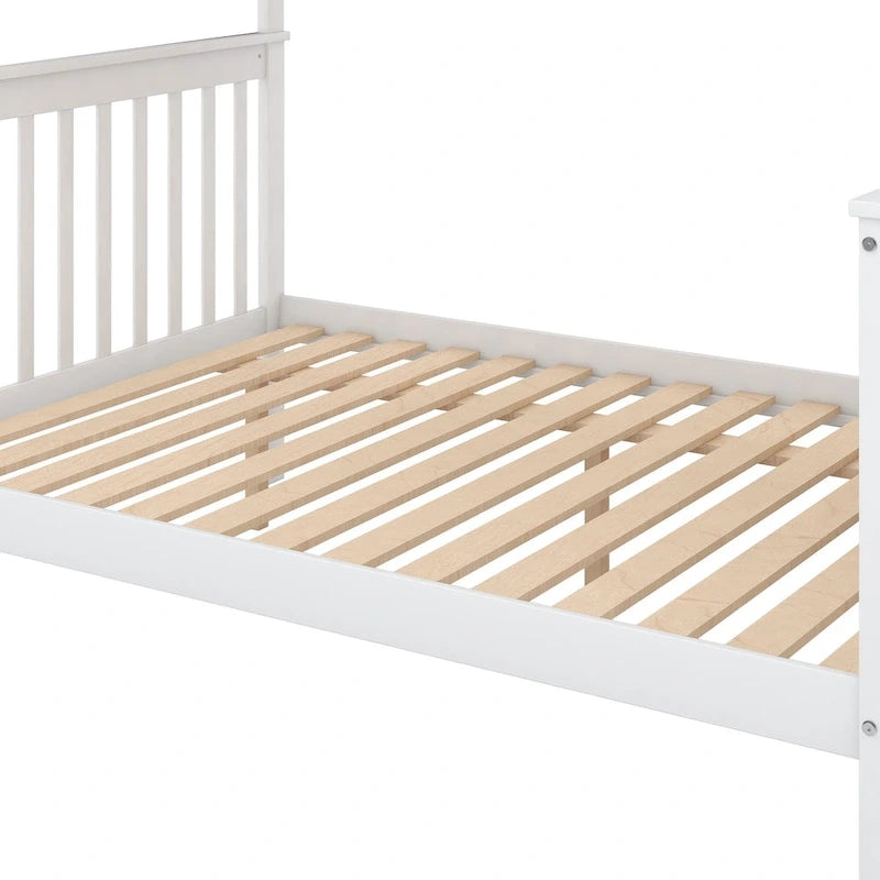 Twin over Full Stairway Bunk Bed with Storage, Gray