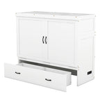 Full Size Murphy Bed with USB Port and a Large Drawer, Gray