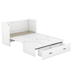 Full Size Murphy Bed with USB Port and a Large Drawer, Gray
