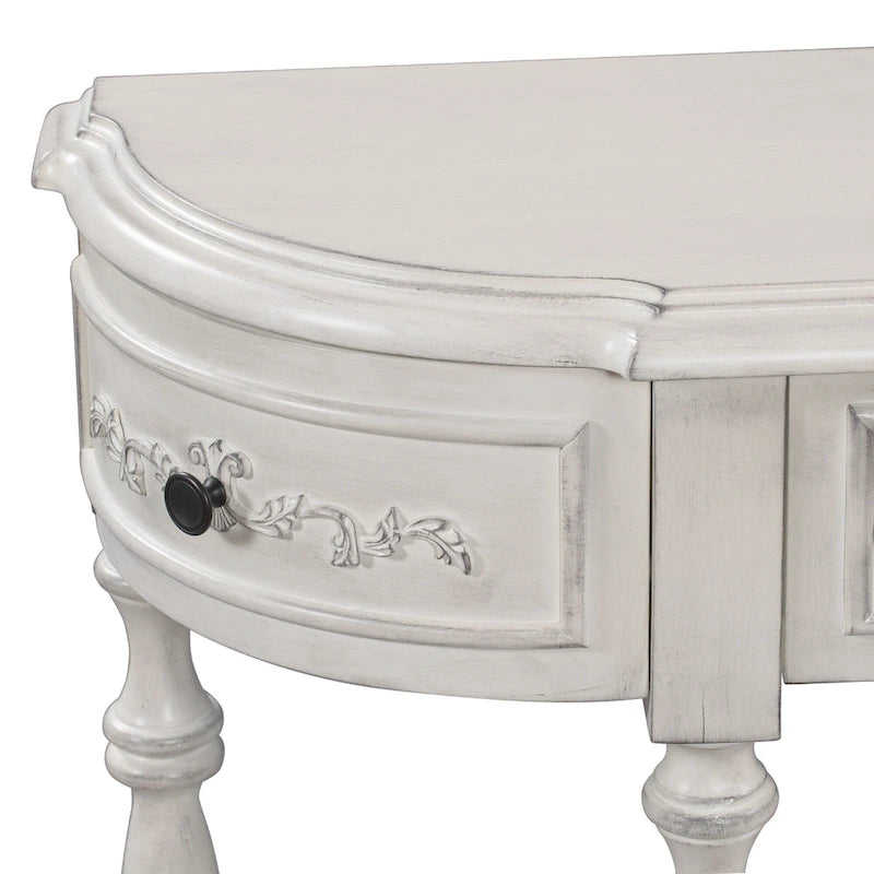 52 Modern and Contemporary Curved Console Table Sofa Table Entryway Table for Hallway Living Room with 4 Drawers and 1 Shelf