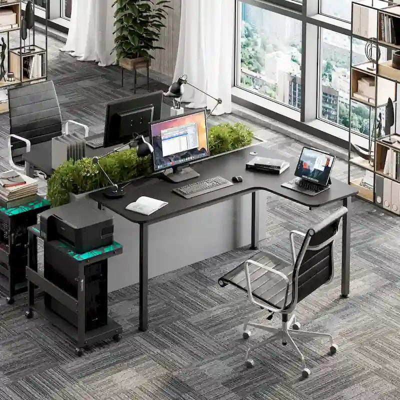 60 Large Home Office Corner Desk L-Shaped Computer Desk with Mouse Pad