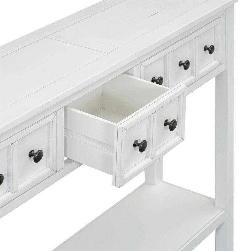 Merax 60 Long Console Table with Different Size Drawers and Bottom Shelf
