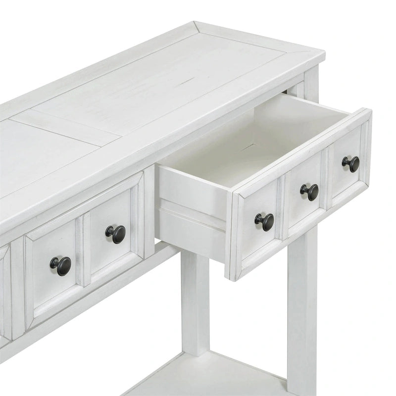 Merax 60 Long Console Table with Different Size Drawers and Bottom Shelf