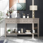 Merax 60 Long Console Table with Different Size Drawers and Bottom Shelf