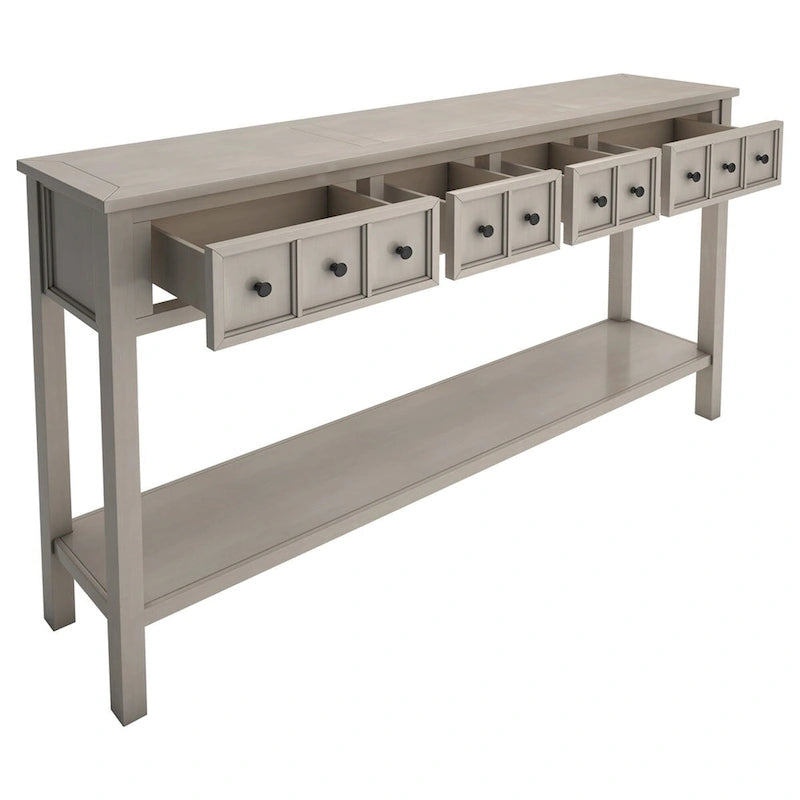 Merax 60 Long Console Table with Different Size Drawers and Bottom Shelf