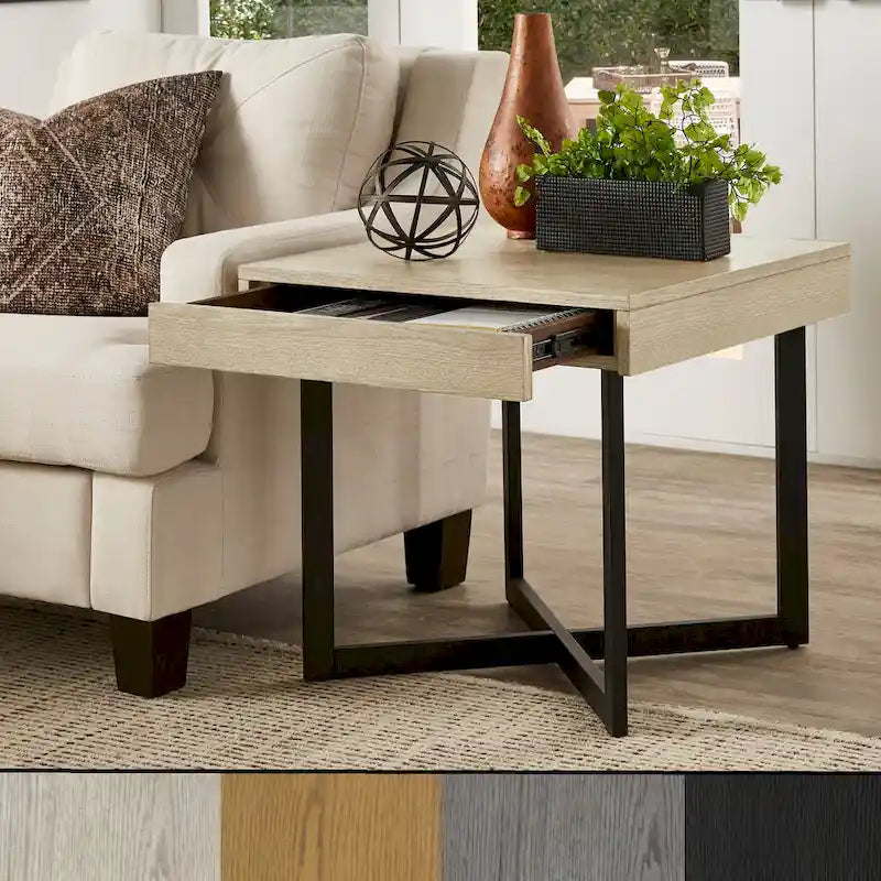 Eldersley Wood Finish End Table with One Drawer by 
