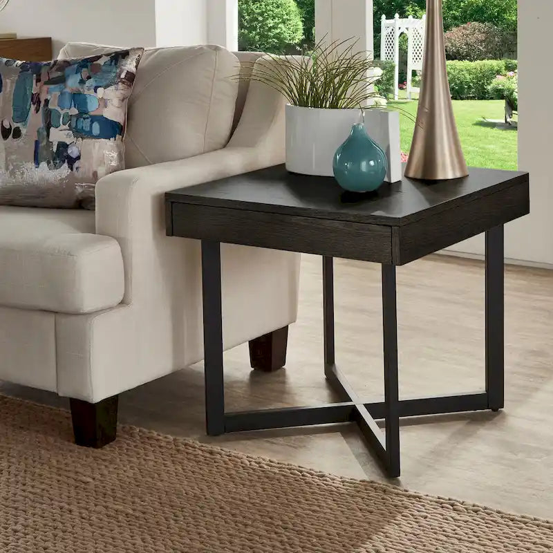 Eldersley Wood Finish End Table with One Drawer by