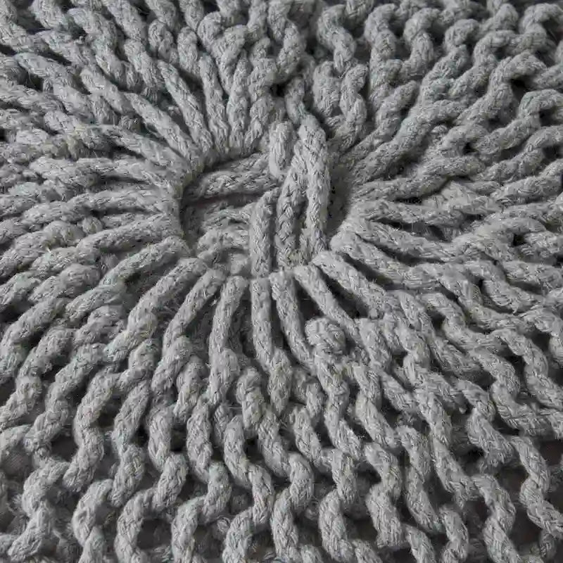Morven Modern Knitted Cotton Round Pouf by Christopher Knight Home