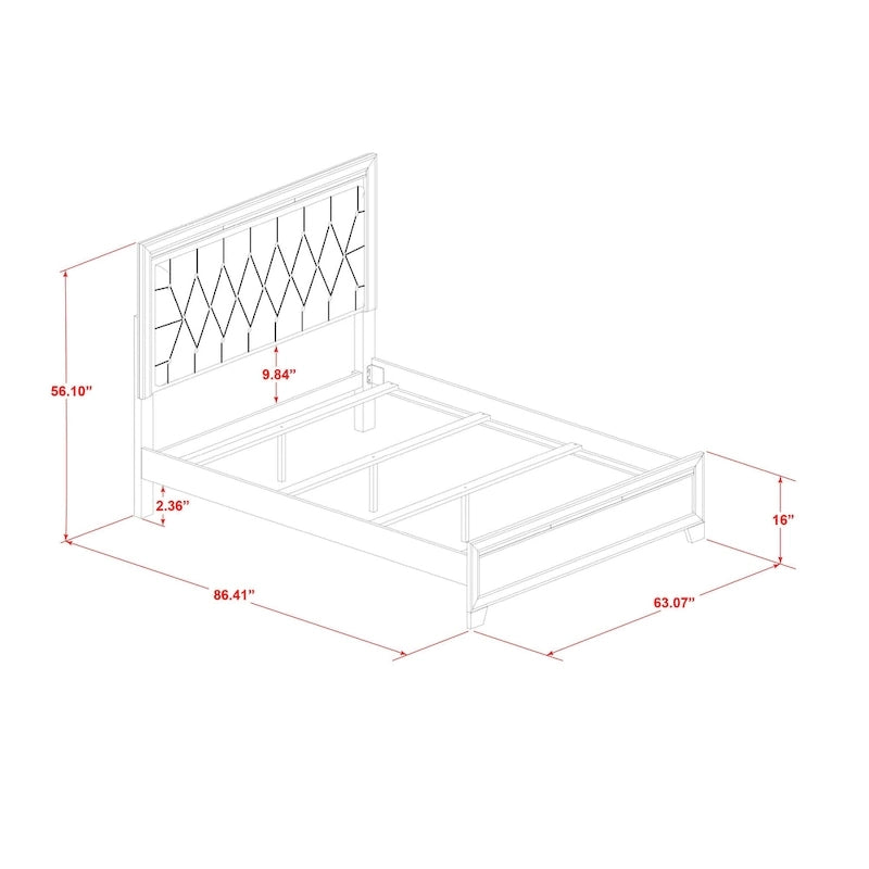 East West Furniture Pandora Wooden queen bedroom set with a queen bed frames White Finish(Pieces Option)
